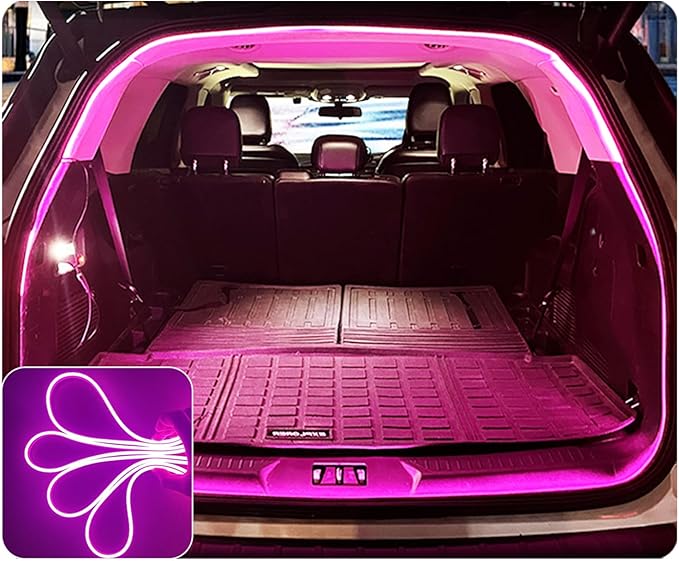 LED Trunk Light Strip for SUV, with Soft Rubber,Strip Bright,Low Power Consumption,Concealed Installation,177 inch 12V 8W Warm Pink