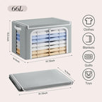 Yecaye Large Clothes Storage Bins with Metal Frame, Foldable Clothing Storage Bin with Lid, Stackable Oxford Fabric Organizer