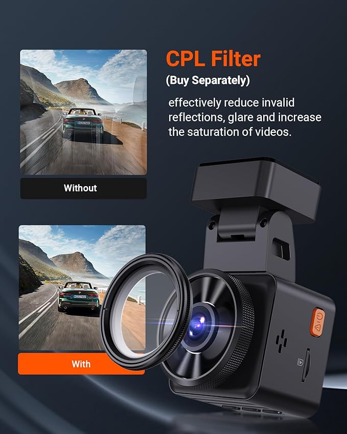 Vantrue E1 Lite 1080P Dash Cam, Mini Car Camera with Night Vision, 60fps Dash Cam with GPS and Speed, Wi-Fi APP Control, Loop