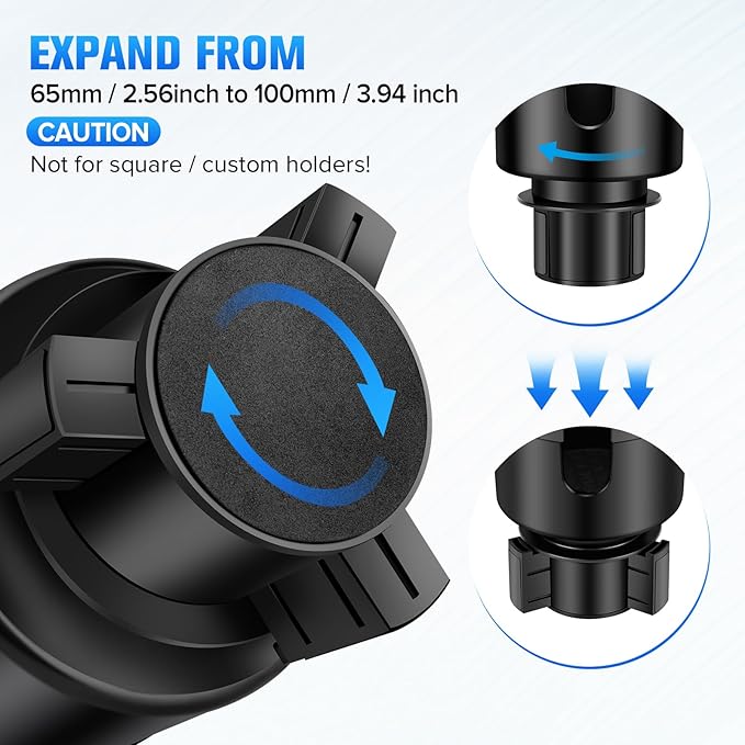 Car Cup Holder Expander, Automotive Cup Holders for Car with Adjustable Base and Rubber Pad, Fits Most Bottles 20-40 oz (3.4"