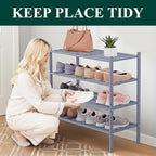 Smiry Bamboo Shoe Rack 4-Tier, Stackable Wooden Shoe Organizer for Entryway & Closet, Free Standing Wood Shoe Storage Shelf f