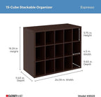 ClosetMaid 15 Cube Stackable Storage Organizer for Shoes, Bags, Crafts, Hobbies with Wood Shelves, for Closet, Entryway or Mu