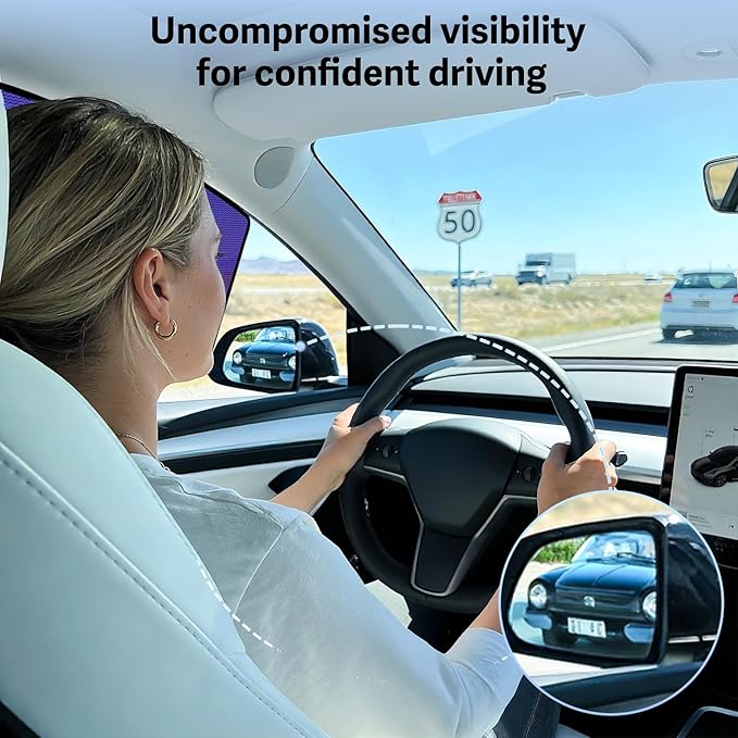 ZATOOTO Tesla Model Y Juniper 2020-2026 Front Window Shade for Driver & Passenger, Bluish-Purple Static Cling Car Window Shades | Block Harsh Sunlight | Sun Shade UV Blocker with Storage Bag