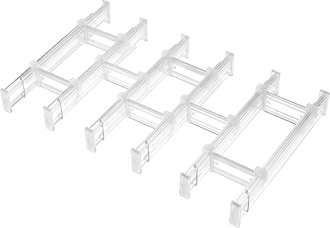 Vtopmart 2.36” Drawer Dividers with Expandable Inserts, 12.8"-22.3" Adjustable Kitchen Drawer Organizer, Clear Plastic Organi