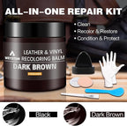 Leather Recoloring Balm - Dark Brown Leather Repair Kit for Furniture, Dye, Recolor, Renew, Repair & Restore Aged, Faded, Cra