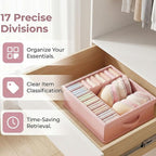 2 Pack Drawer Organizer Dividers with Lid, 17 Cell Underwear Organizer for Closet Organizers and Storage Boxes, Foldable Ward