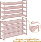 Large Shoe Rack 8 Tier Shoe Organizer, Heavy Duty Metal 4-Tier Stackable Shoe Storage Vertical Shoe Rack for Closet Front Doo