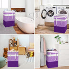 HomeHacks 2 Pack Large Laundry Baskets, Waterproof, Freestanding Laundry Hampers, Collapsible Clothes Hamper with Reinforced 