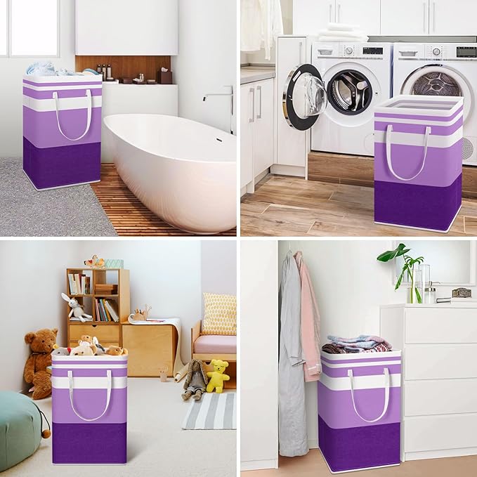 HomeHacks 2 Pack Large Laundry Baskets, Waterproof, Freestanding Laundry Hampers, Collapsible Clothes Hamper with Reinforced 