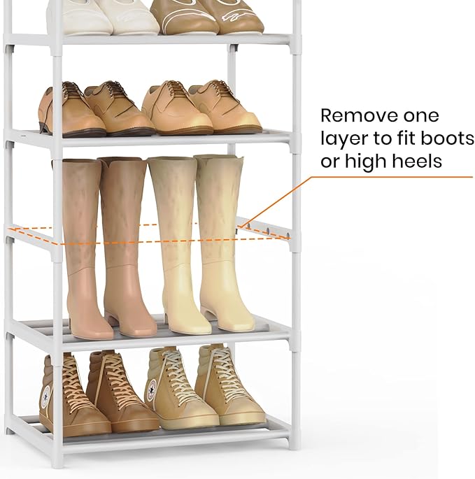 Metal Shoe Rack Organizer 10 Tiers, 20-24 Pairs Narrow Tall Shoe Racks for Closets Entryway - Vertical Boots Organizer Storag