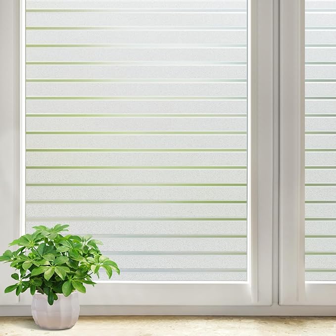 DOWELL Window Privacy Film, Frosted Glass Window Film, Static Cling Glass Vinyl, Heat Blocking Frosting Coverings, Removable Door Stickers for Home Office, Non-Adhesive, Reusable, 23.6 x 118.1 inches