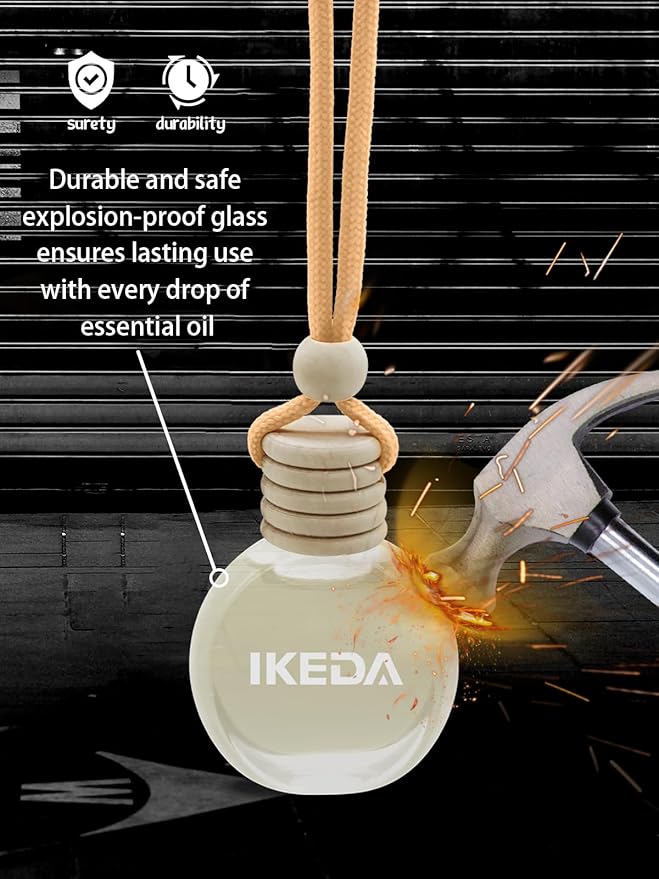 Ikeda Car Air Freshener: Hanging Car Smell Air Freshener | 10ml Hanging Car Perfume | Long Lasting Fragrance | Strong Scents 