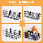 INCLY 30PCS Slatwall Accessories Set, Includes 4 Pack Ventilated Metal Wire Slatwall Baskets and 26PCS Multisized Heavy Duty 