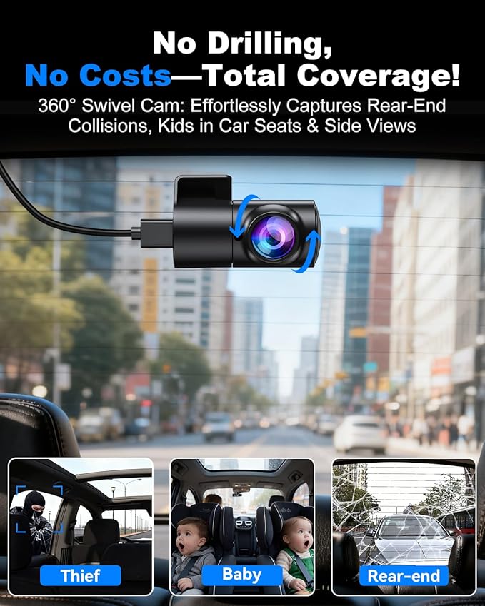 JOMISE 4K Dash Cam Front and Rear with 5Ghz WiFi GPS, Dual Dashcam with 64GB Card, 3" Screen, Night Vision, 24H Parking Mode 