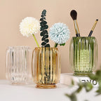 Crystal Makeup Brush holder Organizer, Vintage Make Up Brush Cup Pen Pencil Holder striped vase, Comb Brushes Pen Pencil Stor
