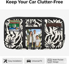 Coconut Tree Zippered Car Sun Visor Organizer with Adjustable Straps and Multi-Pocket Pouch Storage Organizer with Picture Holder Easy Installation Universal Fit for Most Cars SUV