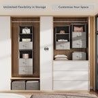 Vailando 6-Tier Hanging Shelves for Closet, Two 3-Shelf Hanging Closet Organizer w/ 4 Side Pockets and 3 Drawers, Combinable 