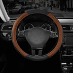 Road Comforts Leather Steering Wheel Cover with Decorative Trim and Piping, Anti-Slip Breathable Design, Fits 14.5–15 Inch Ro