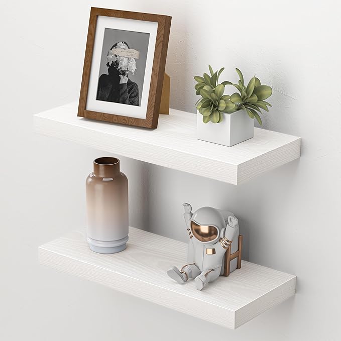 Heimlove Floating Shelves for Wall,16 inchs Shelf for Small Bathroom,Mounted Storage & Display Wood Shelves for Bedroom,Livin
