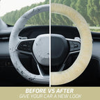 AEGIS Cover Luxury Australian Sheepskin Steering Wheel Cover - Real Plush AUS Genuine Wool | All-Season Non-Slip for Cars (Fits 14.5-15.5" Wheels) | Premium Auto Upgrade (Cream)