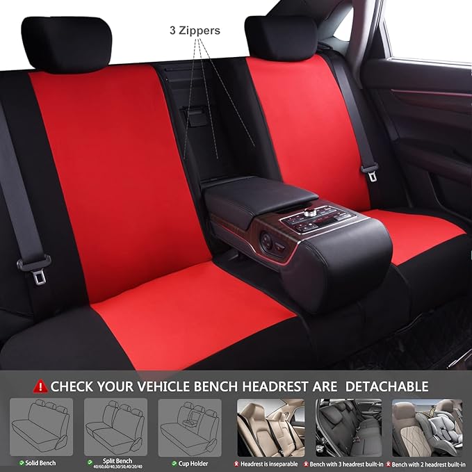 CAR PASS Line Rider Sporty Cloth 11PCS Universal Fit Car Seat Cover -100% Breathable with 5mm Composite Sponge Inside,Airbag 