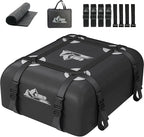 Car Rooftop Cargo Carrier Bag 15 Cubic Feet, 100% Waterproof Heavy Duty Car Roof Bag for All Vehicle with/Without Racks - Anti-Slip Mat, 4 Door Hooks, Storage Bags, 4PCS 3.8CM Straps(Gray)