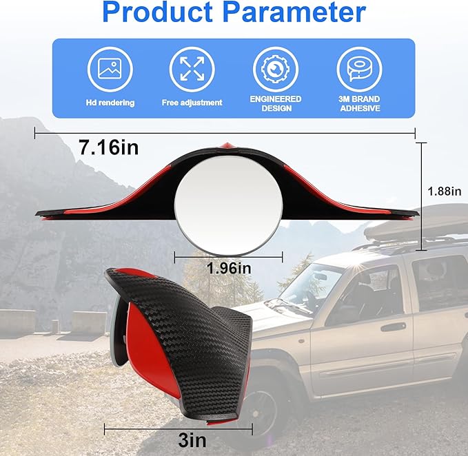 LivTee Car Blind Spot Mirror with Side Mirror Rain Guard 2 Pack, Carbon Fiber 2-in-1 Rear View Rain Mirror Covers, 360 Drgree Adjustable Convex Mirror, Automotive Exterior Accessories