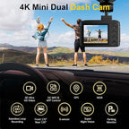 Dash Cam Front and Rear: 4K+2.5K Dual Channel Dash Cam-5GHz WiFi, GPS Dash Camera for Cars with 64GB Card, 2.0" IPS Screen, A