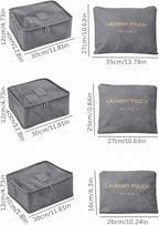6 Set Travel Packing Cubes for Luggage – Laundry Pouch Organizer Bags, Lightweight Storage Pouches for Clothes, Shoes, and To