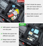 PIMCAR Compatible with 2019-2024 2025 2026 Dodge RAM 1500 2500 3500 Center Console Organizer ABS Plastic Material Interior Accessories Armrest Box Insert Tray (Black Trim)
