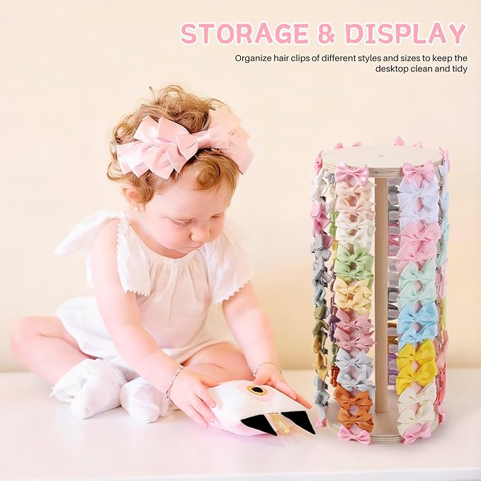 POVETIRE Bow Holder for Girls Hair Bows,Pink Hair Bow Organizer, Hair Clips Stand Hair Accessories Rack Display Decors Baby N