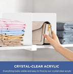 HBlife 8 Pcs White Acrylic Shelf Dividers, Vertical Purse Organizer for Closet Perfect for Sweater, Shirts, Handbags in Bedro