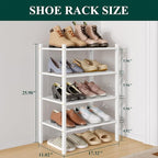 Smiry Small Bamboo Shoe Rack 4-Tier, Stackable Wooden Shoe Organizer for Entryway & Closet, Free Standing Wood Shoe Storage S