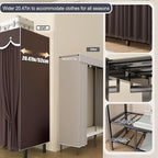 YTLEMON Heavy Duty Wardrobe Closet with Cover, Metal Rolling Clothes Rack, Foldable Portable Closet Organizer System Freestan