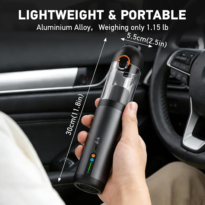 Car Vacuum Portable Cordless,18000Pa 4in1 Portable Handheld Cleaner Vacuum &Air Duster 2 Suction Modes Power Blowing&Inflatin