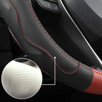 West Llama Customized Auto Car Steering Wheel Cover with 3D Texture for Dodge RAM 1500 2500 3500, 15.5-16 inch (Black+Red-Lar
