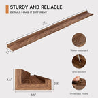 Floating Picture Ledge Shelves for Wall Set of 2, 72 Inches Picture Ledge Shelf with Long Large Nursery Book Shelf for Toys S