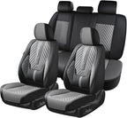 Coverado Car Seat Covers Full Set, Faux Leather Seat Covers for Car, Luxury Automotive Seat Covers Waterproof Car Seat Protec