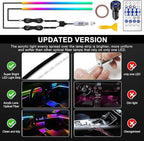 Dreamcolor Acrylic Interior Car LED Strip Light with USB/Type C/4-Port Cigarette Lighter, RGB 2 in 1 with 110.2 inches LEDs Ambient Lighting Kits, Sound Active Function Neon Led Strips for Car