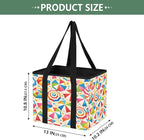 Colourful Beach Umbrellas Reusable Grocery Bags Large Shopping Tote Bag with Reinforced Bottom Board, Water Resistant Foldabl