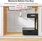 Under Sink Organizer, 2 Pack 2 Tier Pull Out Under Cabinet Organizer Shelf with Pad for Framed Cabinets, Metal Slide Out Unde
