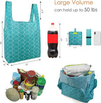 BeeGreen Geometry Reusable Grocery Bags Bulk 6 Packs X-Large, Reusable Shopping Bags Foldable for Groceries, Vegetables, Fruits Watertight Bulk Tote Bags Washable For Women and Men