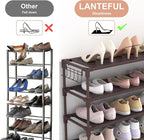 LANTEFUL 10 Tiers Shoe Rack 50 Pairs Large Capacity Tall Shoe Organizer Sturdy Shoe Storage with Two Hooks Space Saving Metal