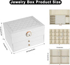 Jewelry Box, 3-Layer Jewelry Boxes for Women, Stud Earings Holder Jewelry Organizers and Storage with Removable Jewelry Tray,