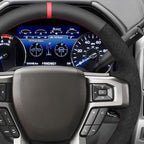 MEWANT Steering Wheel Cover for Ford F150 F250 F350 Expedition 2018 Made of Black Smooth Faux Leather Embossed Athsuede