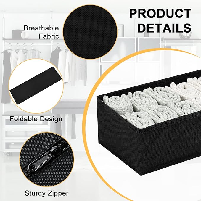 DIMJ Drawer Organizers, Set of 12 Clothes Drawer Organizer, Foldable Closet Drawer Organizer, Dresser Drawer Organizers Divid