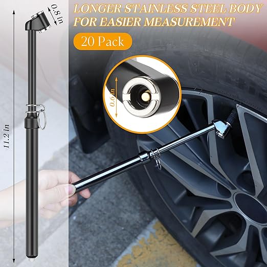 Yunsailing 10 Pcs 10 Pcs Dual Head Tire Pressure Gauge Heavy Duty Truck Tires Air Pressures Gauges with Hook Range 10-150psi, 0.7-10.3bar for Semi Trucks Car Bus Rv Van (Black)