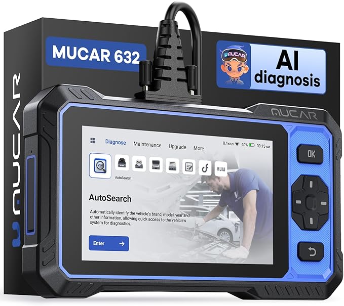 OBD2 Scanner, MUCAR 632 Elite AI-Assisted Bidirectional Scan Tool, 15 Reset Services Oil/TPMS/EPB/BMS/SAS/Brake/Throttle Car