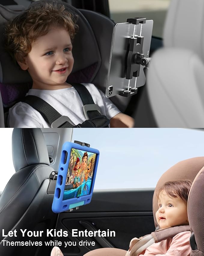 woleyi for Tesla Model Y Model 3 Model S Model X Tablet Headrest Holder - 2025 Tesla Back Seat Tablet Mount for iPad Pro 12.9, Air, Mini, iPhone, Galaxy Tabs, Z Fold, Fire HD, Switch, 4.7-13" Devices