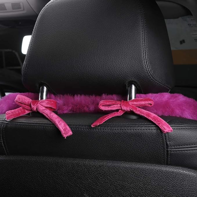 OGLAND 2 Pack Fuzzy Sheepskin Car Seat Covers| Fluffy Front Seat Cushions | Plush Soft Fur Protectors for Car Bucket Seats Ac